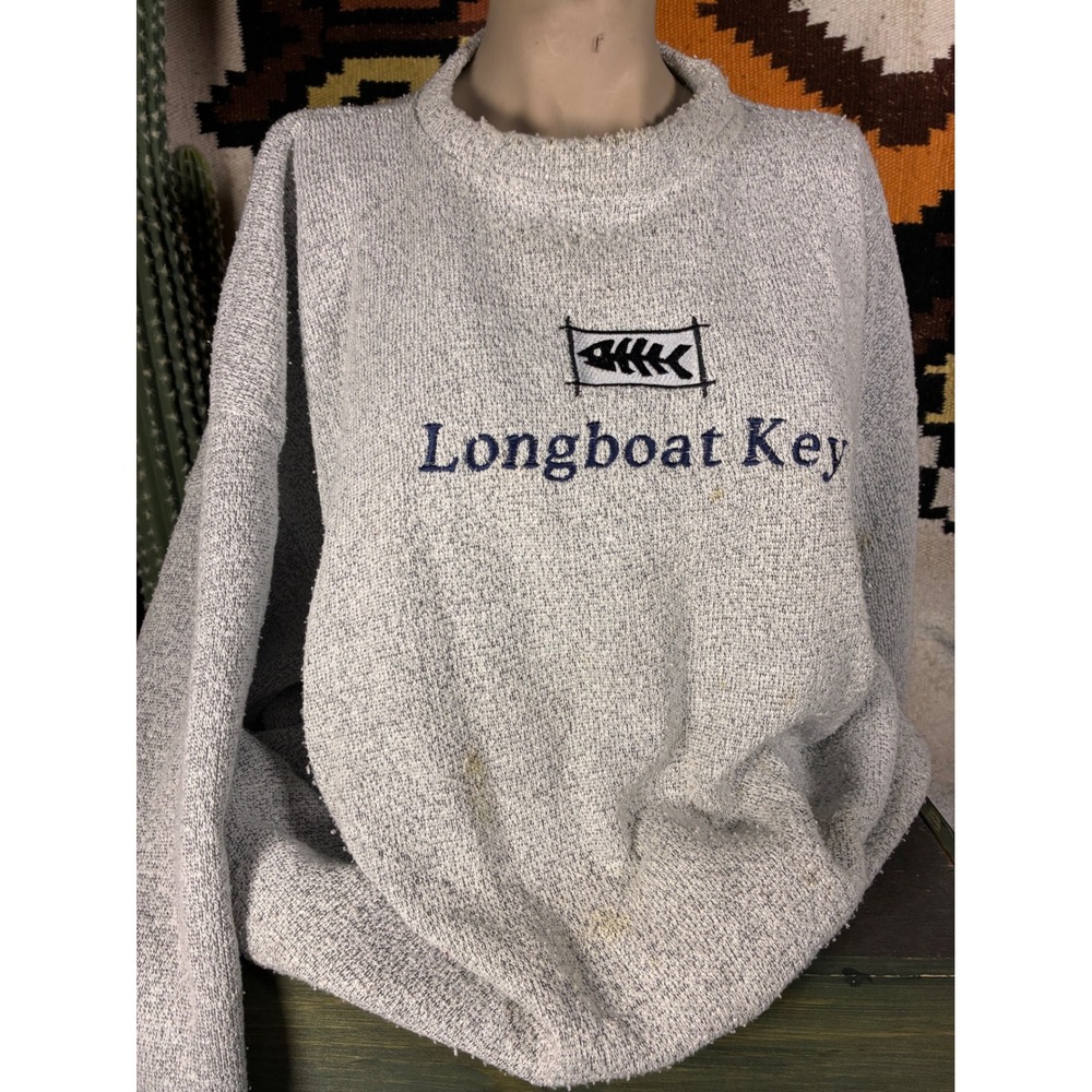 Unbranded Longboat Key Sweater Unisex XL Gray Good Coastal Fish Graphic